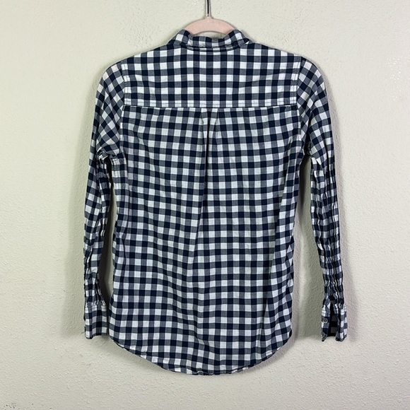 J. Crew Gingham Navy Blue White Button Down Shirt size XS - Picture 8 of 10